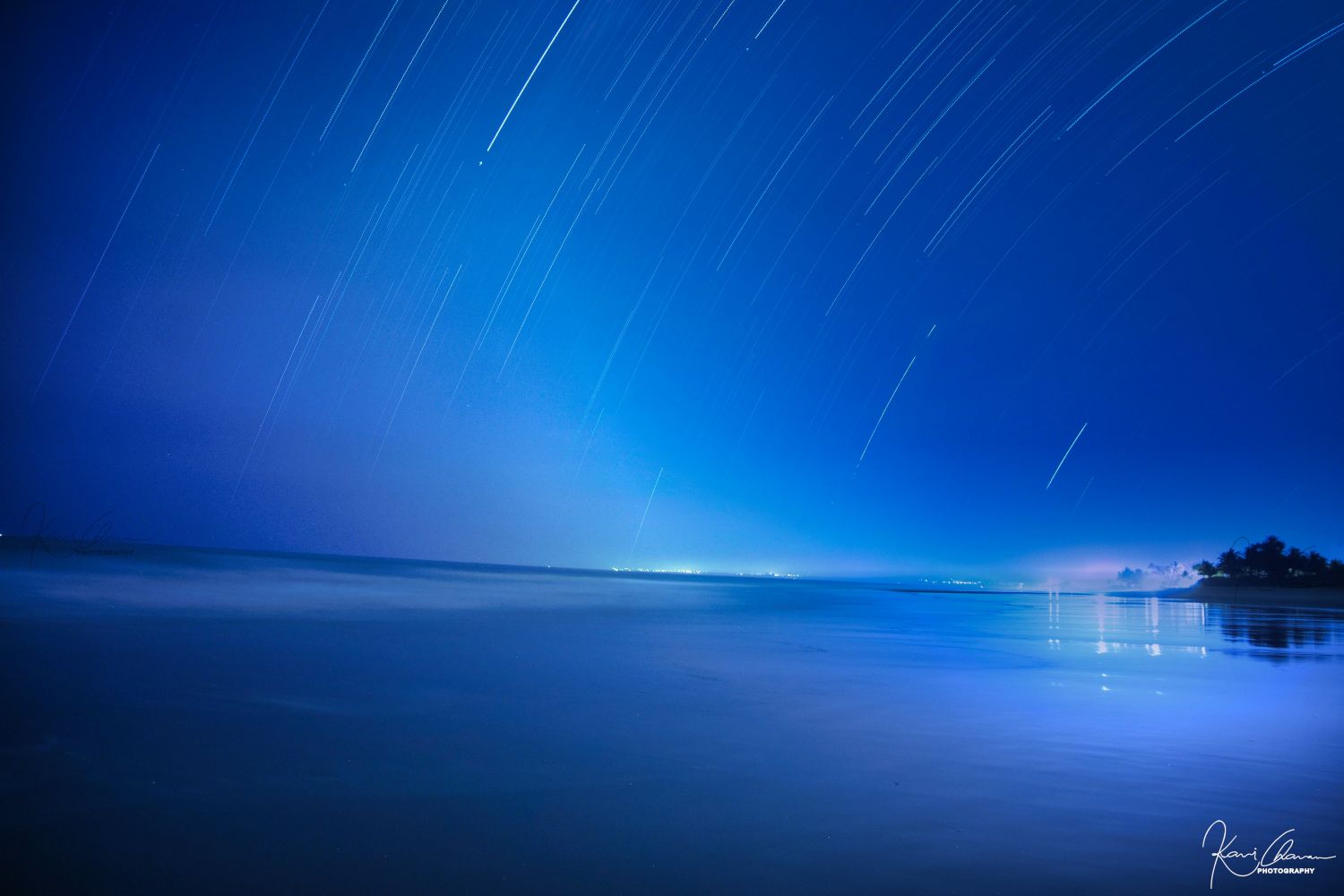 Beautiful night view of beach with Natural Starry Sky